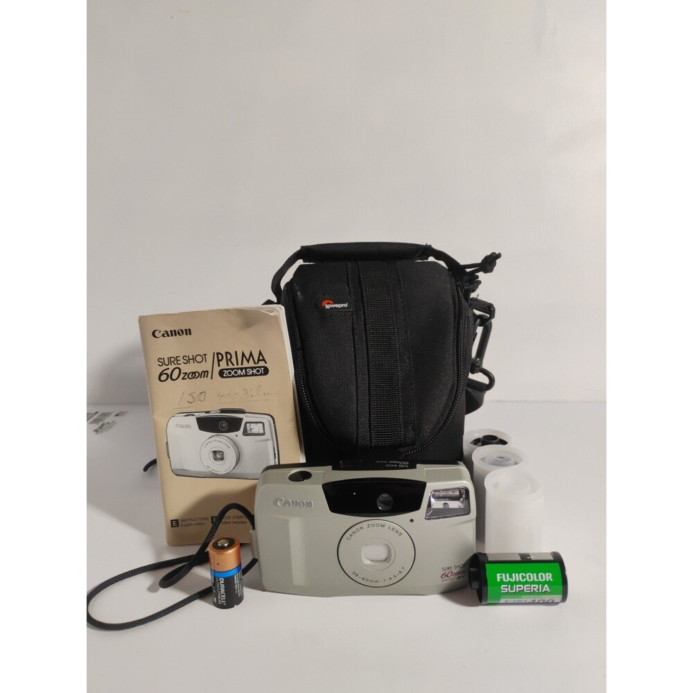 Canon Sure Shot 60 Zoom SAF – 35mm Film Camera W/ Fujifilm ,Lowepro Case Tested
